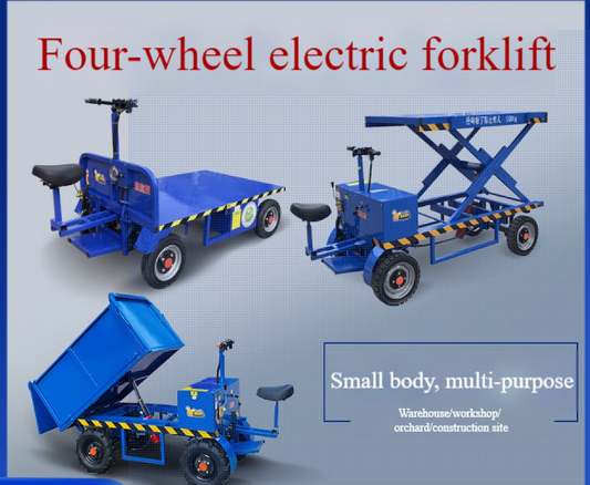 Four-wheeled electric flatbed truck